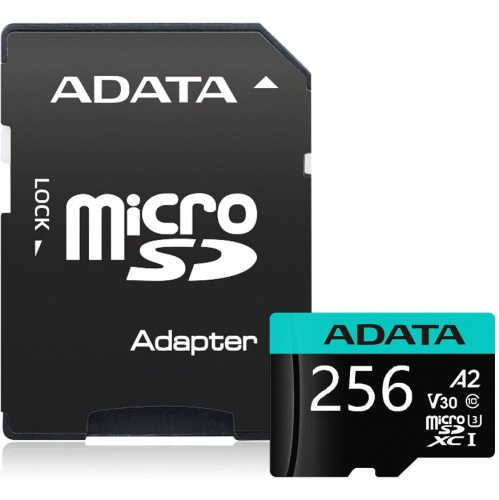 Карта памяти A-DATA UD256GUI3V30A2SP-RA1 256GB microSDXC Class 10 UHS-I U3 V30 A2 180/160 MB/s (SD адаптер)