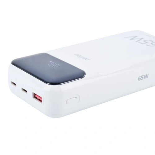 Powerbank Perfeo PF_E1637 Laptop 65W 20000mAh LED дисплей PD+QC 3.0 2Type-C 1 USB, max 65W White