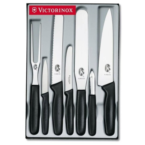 Набор ножей кухонных Victorinox Standart (5.1103.7) компл.:4шт вилка черный подар.коробка