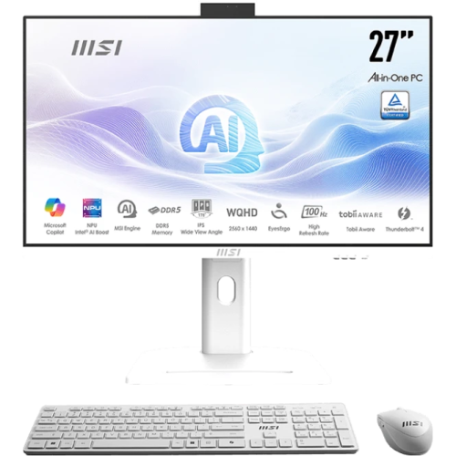 Моноблок MSI Modern AM273QP AI 1UM-094XRU (9S6-AF0112-293) White 27" WQHD Core Ultra 7 155H/32Gb/SSD1Tb Graphics/CR/noOS/kb