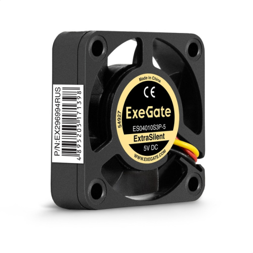 Вентилятор ExeGate ExtraSilent ES04010S3P-5 EX296994RUS 5В DC (40x40x10 мм, Sleeve bearing (подшипник скольжения), 3pin, 4500RMP, 22dBA)