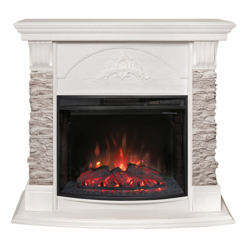 Электрокамин RealFlame Athena GR WT белый с очагом Evrika 25,5 LED