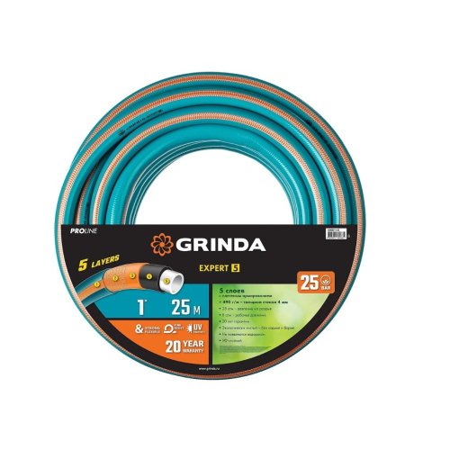 Шланг GRINDA ProLine Expert 5 1", 25 м, 25 атм, поливочный, армированный, пятислойный (429007-1-25)