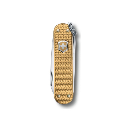 Нож-брелок Victorinox Classic SD Precious Alox 0.6221.408G 58мм, 5 функций, Brass Gold (подар. упаковка)