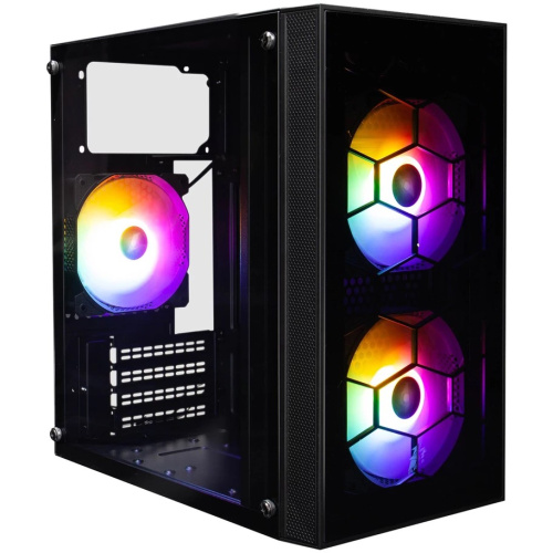 Корпус 1STPLAYER FIREBASE X1 Black (X1-BK-3F1) / mATX / 3x120mm LED fans