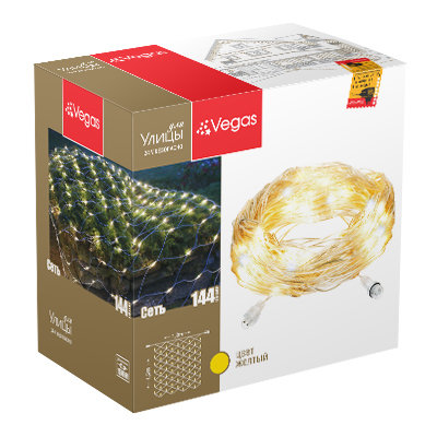 Гирлянда Vegas 55034 Сеть 144 желтых LED ламп 1,2*1,5м Без трансформатора