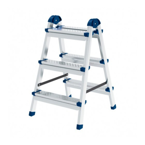 Стремянка двухсторонняя СИБРТЕХ (97983) 3ст, сталь профиль, стальные ступени, Россия