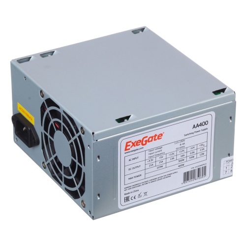Блок питания Exegate EX253682RUS AA400, ATX, 8cm fan, 24+4pin, 2xSATA, 1xIDE