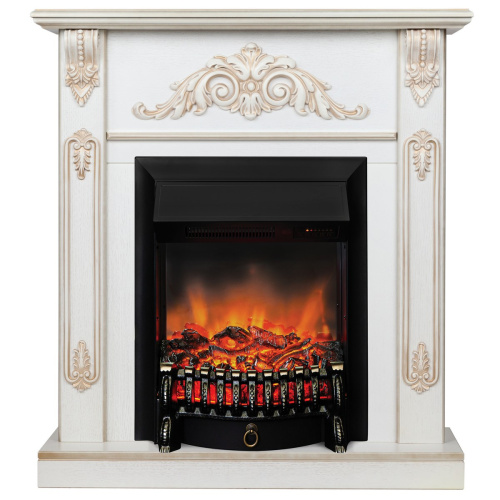 Электрокамин RealFlame Anita WT дуб белый с золотой патиной с очагом Fobos Lux Black RC
