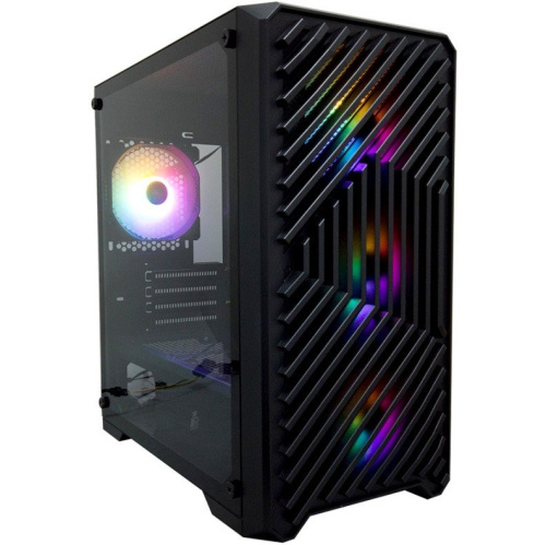 Корпус 1STPLAYER Trilobite T5 Black (T5-BK-4F1)/mATX, TG/4x120mm LED fans inc.
