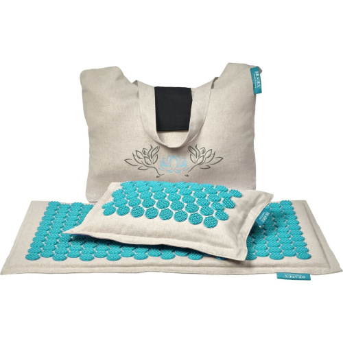 Набор акупунктурный Bradex KZ 0712 Нирвана бежевый бирюзовые шипы премиум-серия