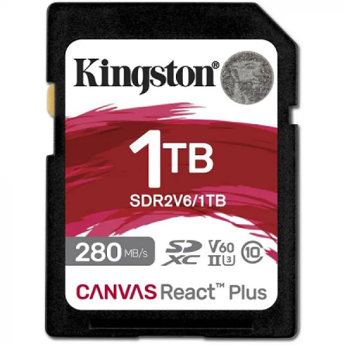 Карта памяти Kingston SDR2V6/1TB SDHC 1TB, UHS-I Class U3 V60, чтение 280Мб/с, запись 100Мб/с