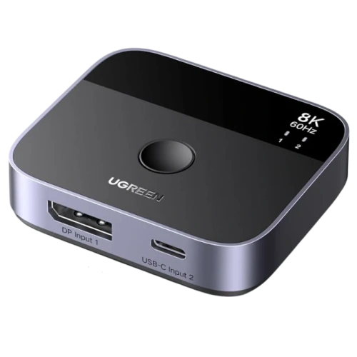 Кабель UGREEN AW701 (65878) 2 in 1 8K 60Hz DisplayPort USB-C Switcher Black