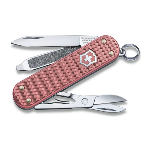 Нож-брелок Victorinox Classic SD Precious Alox 0.6221.405G 58мм, 5 функций, Gentle Rose (подар. упаковка)