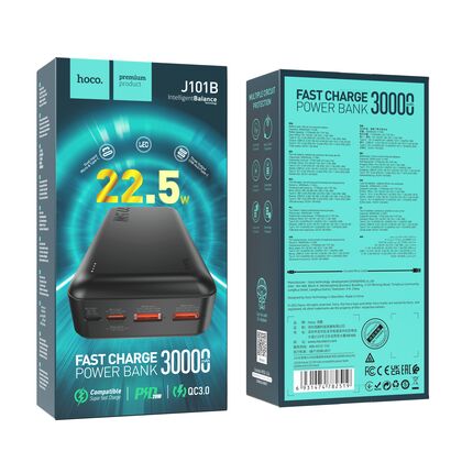 Аккумулятор внешний HOCO J101В Astute 22.5W fully compatible power bank 30000 mAh (чёрный)