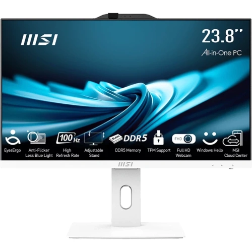 Моноблок MSI Pro AP242P 14M-807XRU (9S6-AE0622-1057) Full HD i7 14700 (2.1) 32Gb SSD512Gb UHDG 770 без ОС GbitEth BT 120W клавиатура мышь Cam белый