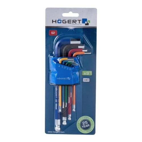 Набор ключей шестигранных HOEGERT TECHNIK HT1W806 удлиненных, 9 шт.