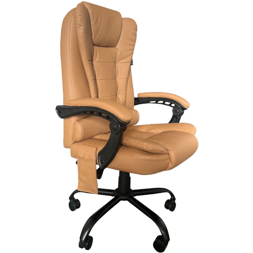 Кресло Cactus CS-CHR-OC05M-BR с вибромассажем бежевый эко кожа с подголов. крестовина