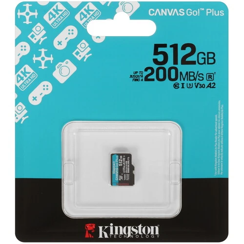 Карта памяти Kingston Canvas Go! Plus SDCG4/512GBSP microSDXC 512GB V30 A2 w/o adapter