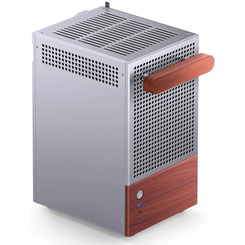 Корпус JONSBO T6 Silver без БП, боковая панель из закаленного стекла, mini-ITX, серебристый