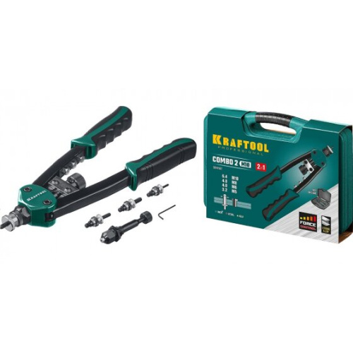 Заклепочник KRAFTOOL Combo2-M10 (31181) комбинированный компактный двуручный в кейсе
