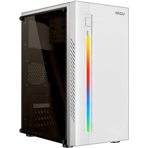 Корпус Ginzzu D390 2*USB 2.0,AU White Window