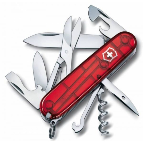 Нож перочинный Victorinox Climber (1.3703.T) 91мм 14функций красный полупрозрачный карт.коробка