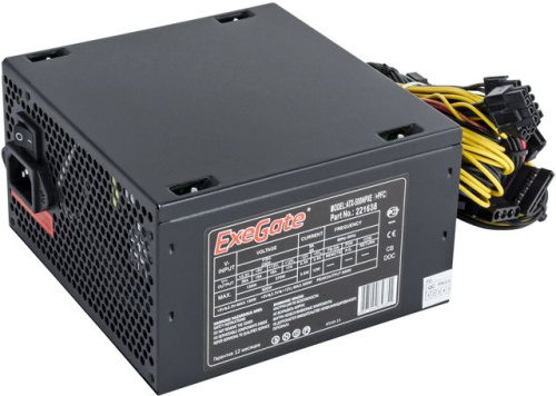 Блок питания Exegate EX221638RUS 500NPXE(+PFC), ATX, black, 12cm fan, 24+4pin, 6pin PCI-E, 3xSATA