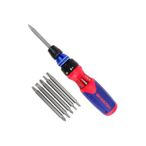 Реверсивная отвертка-битодержатель WORKPRO WP221063 с трещоткой 12-в-1