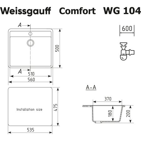 Кухонная мойка Weissgauff WG 104344 Comfort Deep Space