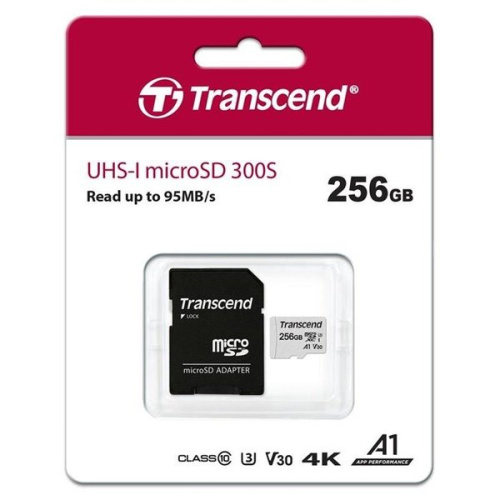 Карта памяти Transcend microSDXC 256Gb Class10 TS256GUSD300S-A + adapter