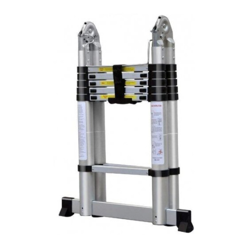 Лестница Alumet DTLH 1.9 двухсторонняя телескопическая с шарниром 1,9+1,9 м (6+6 ступ)