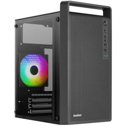 Корпус AeroCool CS-109-G-BK-v1 (4711099472376) MiniTower (mATX, USB3x1, USB2x2, 120mm RGB fan, без БП)
