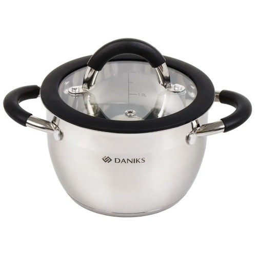 Кастрюля Daniks GS-01435-16CA Орландо серебр, 2л