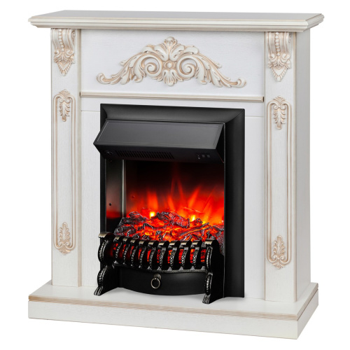 Электрокамин RealFlame Anita WT дуб белый с золотой патиной с очагом Fobos Lux Black