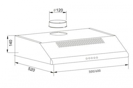 Вытяжка подвесная Оasis UP-50I бежевый/прозрачный