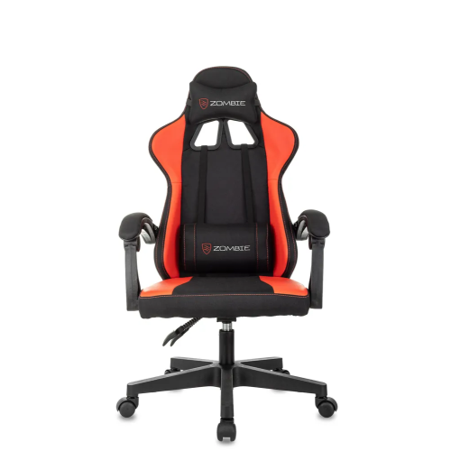 Кресло игровое Zombie Rudger (Zombie Rudger Red) черный/красный ткань/эко.кожа крестов. пластик