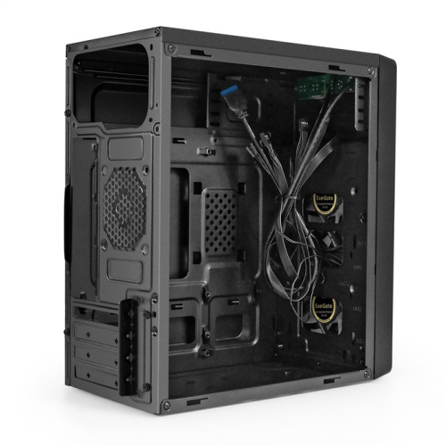 Корпус Exegate mEVO-7803 EX296979RUS Minitower (mATX, без БП, 2*USB+1*USB3.0, HD аудио, черный, 2 вент. 12см с RGB подсветкой)