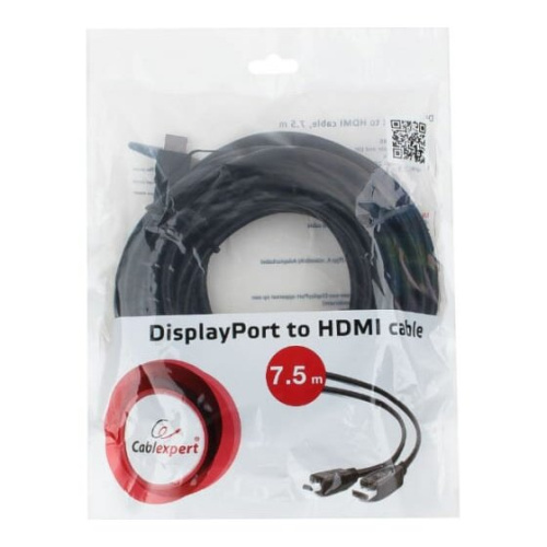 Кабель Cablexpert CC-DP-HDMI-7.5M DisplayPort--HDMI 20M/19M 7.5м черный