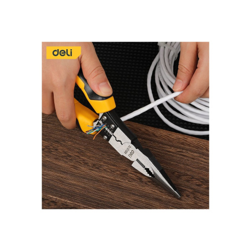 Удлиненные плоскогубцы Deli DL101008 многофункциональные 220мм, сталь Cr-V