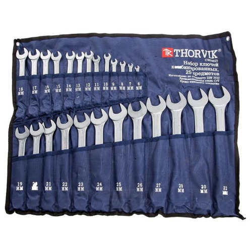 Набор ключей THORVIK гаечных комбинированных в сумке CWS0025