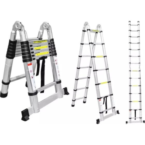 Лестница Alumet DTLH 1.9 двухсторонняя телескопическая с шарниром 1,9+1,9 м (6+6 ступ)