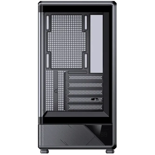 Корпус JONSBO D200 Black без БП, бок. пан. из закал. стекла (панорама), mini-ITX, micro-ATX, черный
