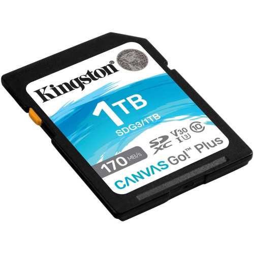 Карта памяти Kingston SDG3/1TB SDXC 1Tb, UHS-I Class U3 V30, чтение 170Мб/с, запись 90Мб/с