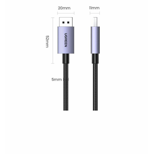 Кабель UGREEN DP118 (15383) Display Port Male To Male 16K Cable 1M Grey