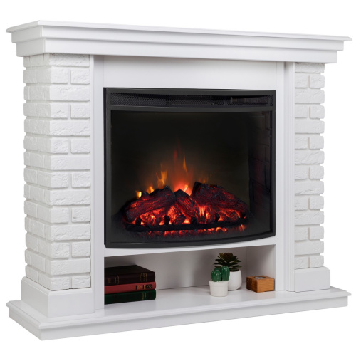 Электрокамин RealFlame Brixton 25,5 WT белый с очагом Evrika 25,5 LED