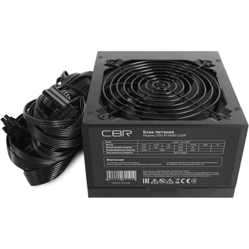 Блок питания CBR PSU-ATX600-12GM ATX 600W 80+ Bronze, APFC, 0.6mm, 20+4pin, 1*8-pin(4+4P), 2*6+2pin, 6*SATA, 4*IDE, 12cm fan, черный