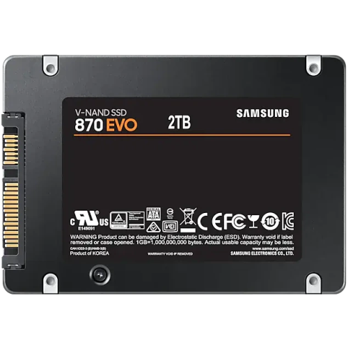 SSD Samsung 870 Evo (MZ-77E2T0B/AM) 2.5" 2TB SATA 6Gb/s, 560/530, MTBF 1.5M, 3D V-NAND TLC, 2048MB, 1200TBW, 0,33DWPD