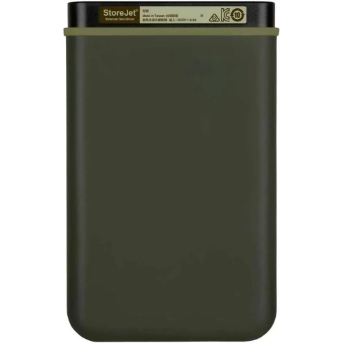 Внешний HDD 2TB Transcend StoreJet 25M3G (TS2TSJ25M3G), 2.5", USB 3.1, резиновый противоударный, Милитари зеленый