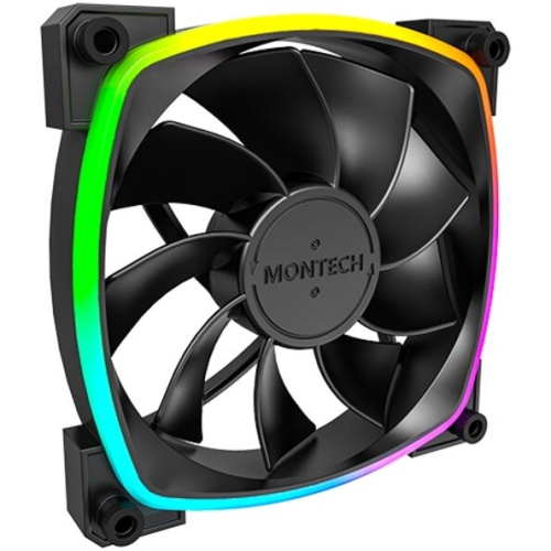 Комплект вентиляторов (3 шт.) Montech RX120 PWM Reverse Black (RX120B3P) / 120mm, 4pin PWM, 3pin ARGB, 800-1600RPM, 59.0CFM, 27.0dBA, Rifle bearing